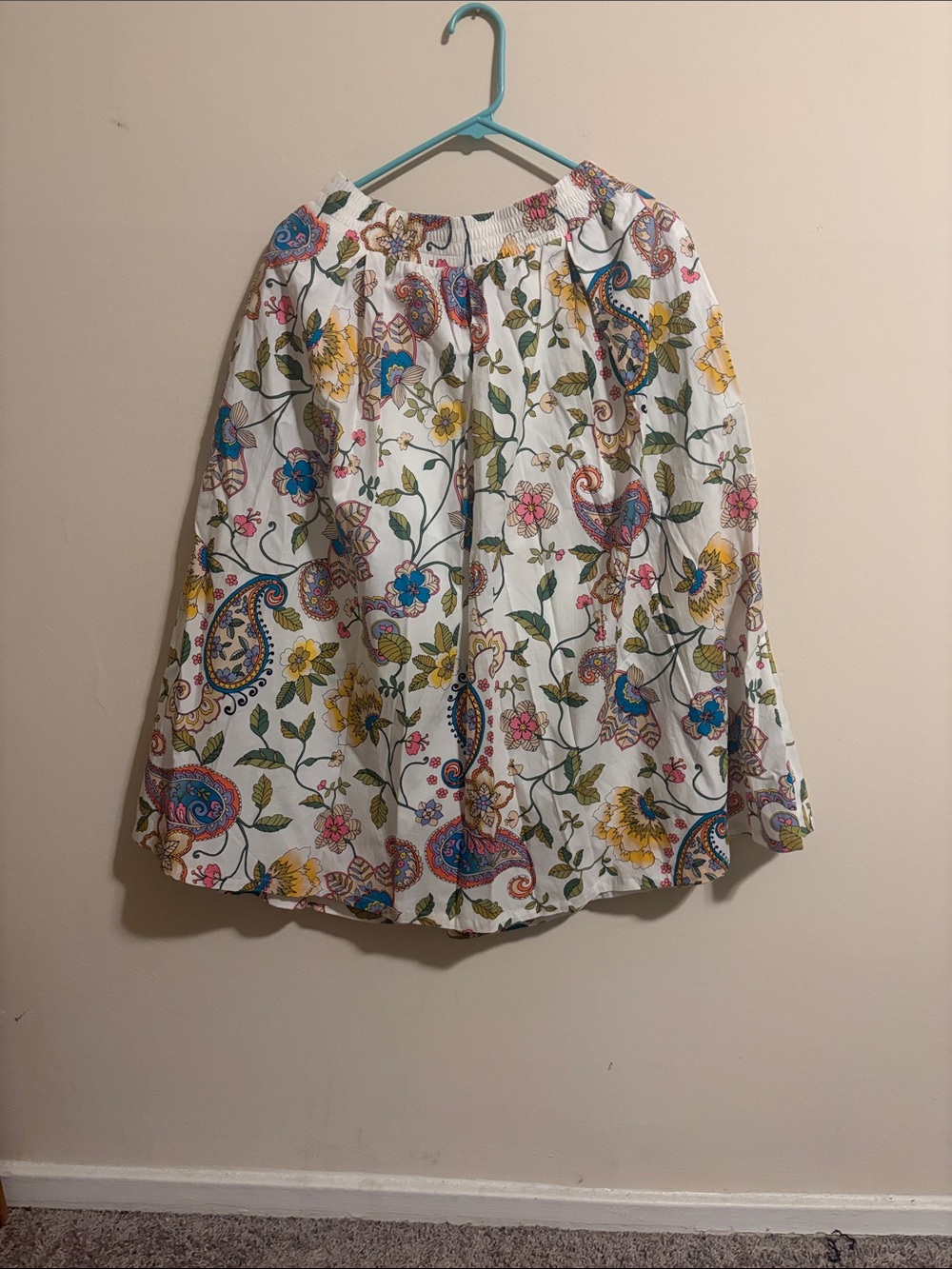 a.n.a White A-Line Skirt with Multicolor Floral Paisley Print